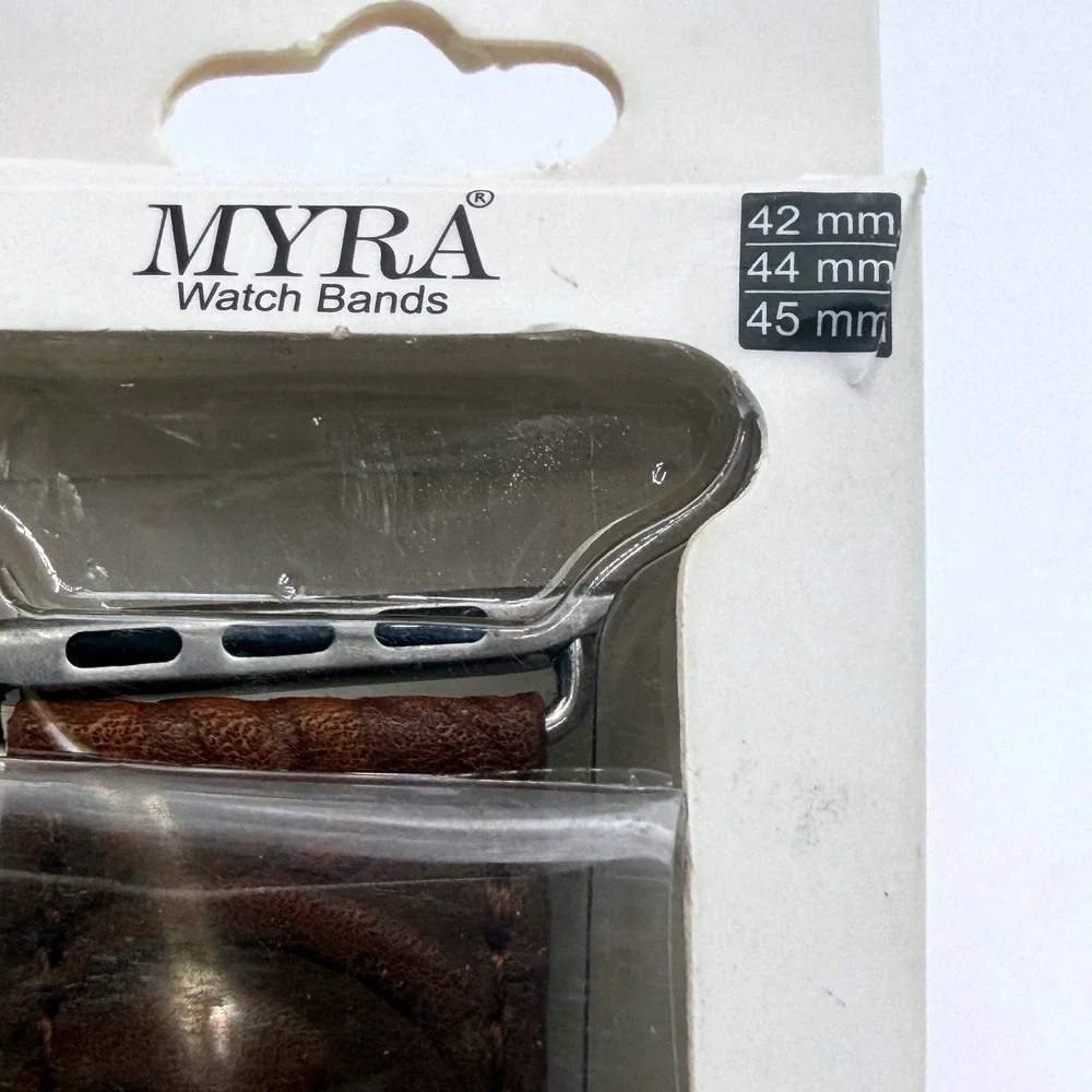 Myra Bag Mittangle Embossed Leather Watch Band Brown 42mm 44mm 45mm S-6896 NEW